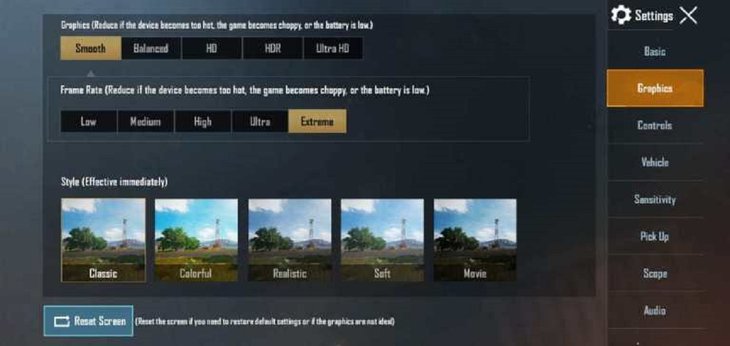 PUBG Mobile Graphics Settings 
