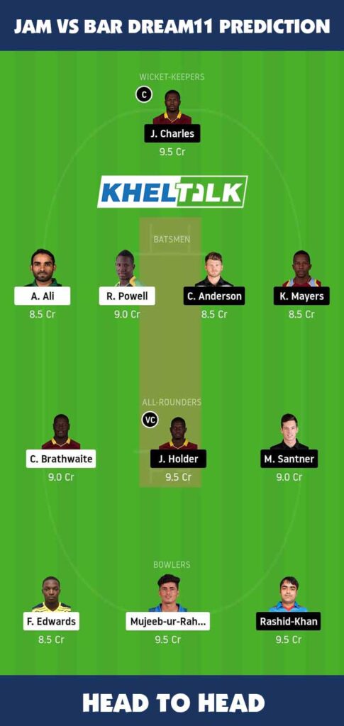 JAM vs BAR Dream11 Prdiction Head to Head