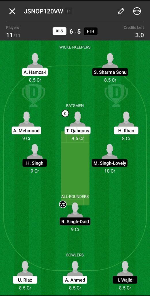 Head To Head Team For XI Stars vs Fateh 