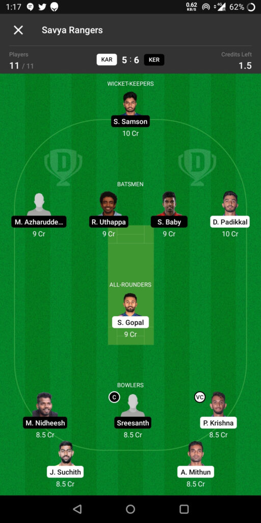 Head To Head Team For Karnataka vs Kerela