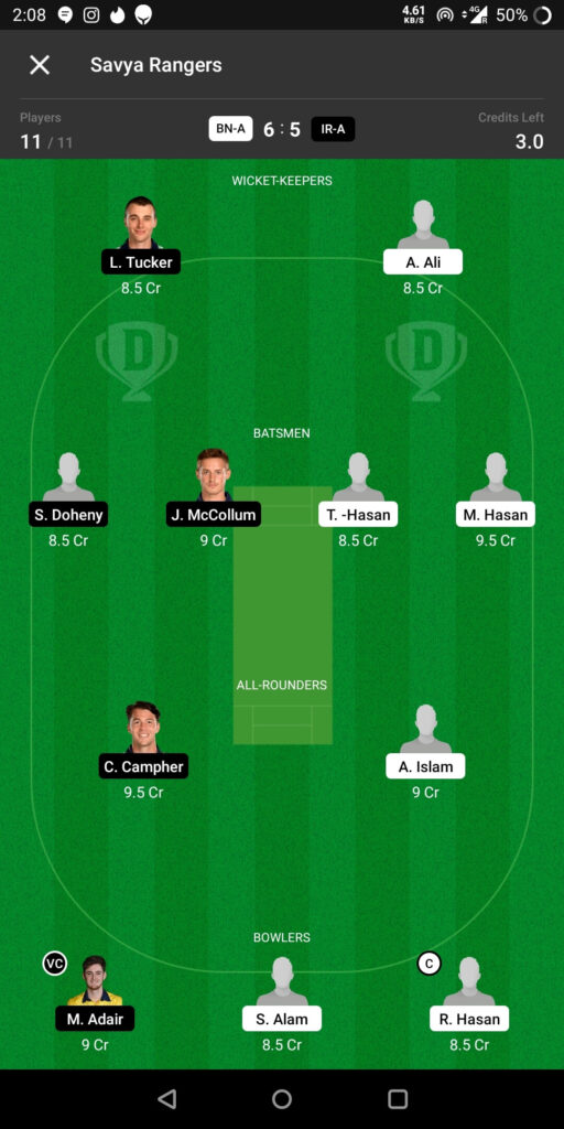 Head To Head Team For Bangladesh-A vs Ireland-A