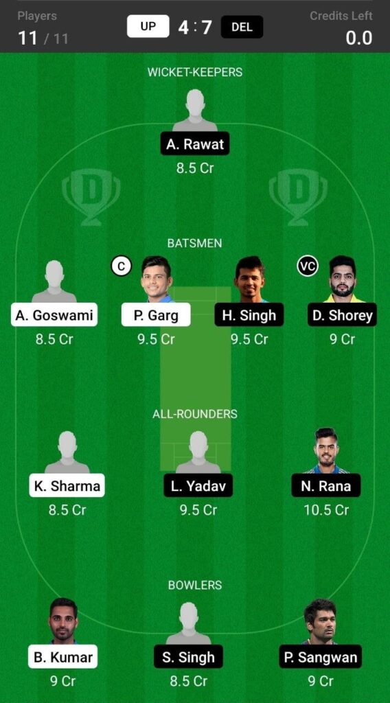 Head To Head Team For Delhi vs Uttar Pradesh