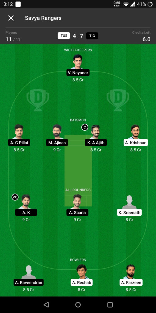 Grand League Team For Tuskers vs Tigers