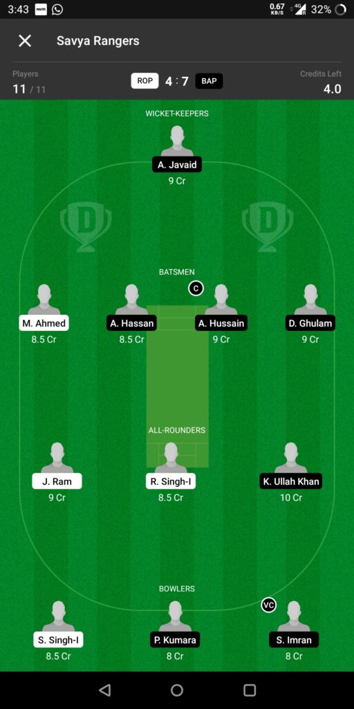 Head to Head Dream11 Team Prediction Royal Royal Parma vs Baracca Prato