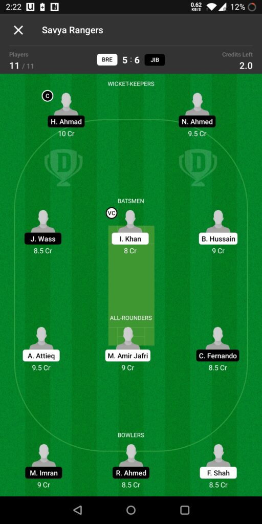 Head to Head Dream11 Team Prediction BRE vs JIB