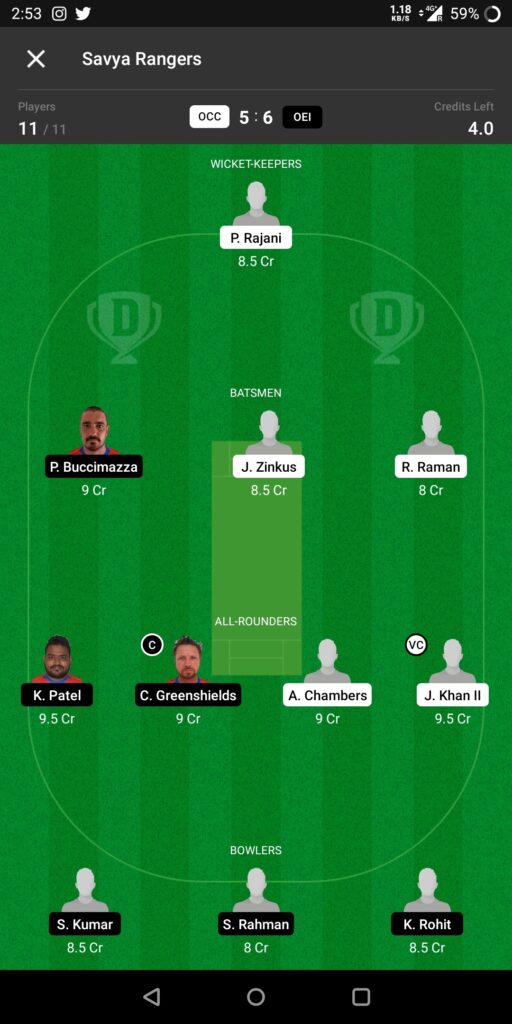 Head to Head Dream11 Team Prediction OCC vs OEI