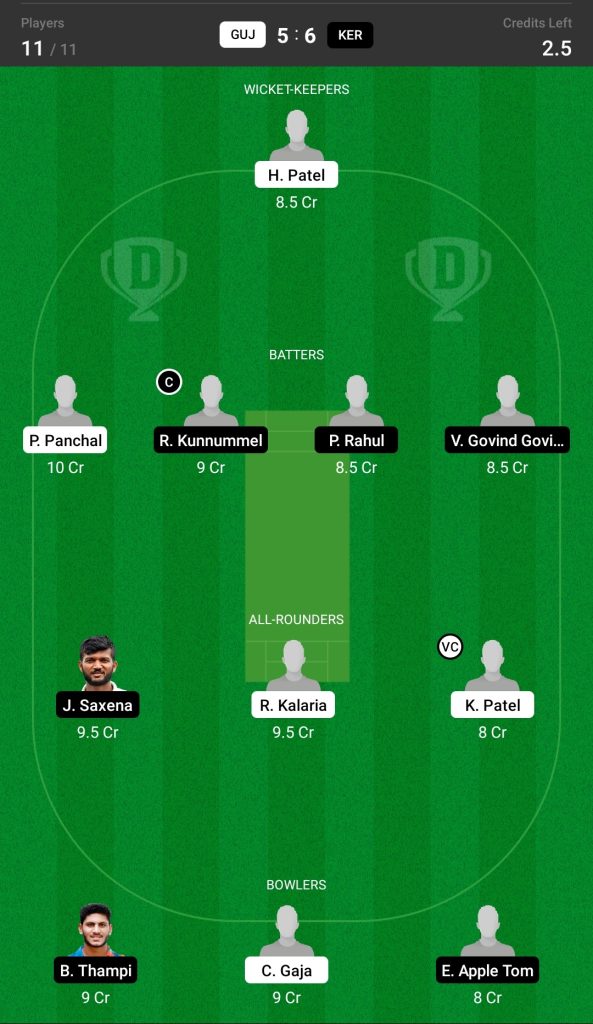 Grand League Dream11 Team Prediction GUJ vs KER