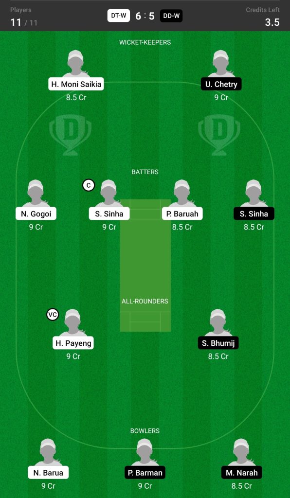 Grand League Dream11 Team Prediction DT-W vs DD-W