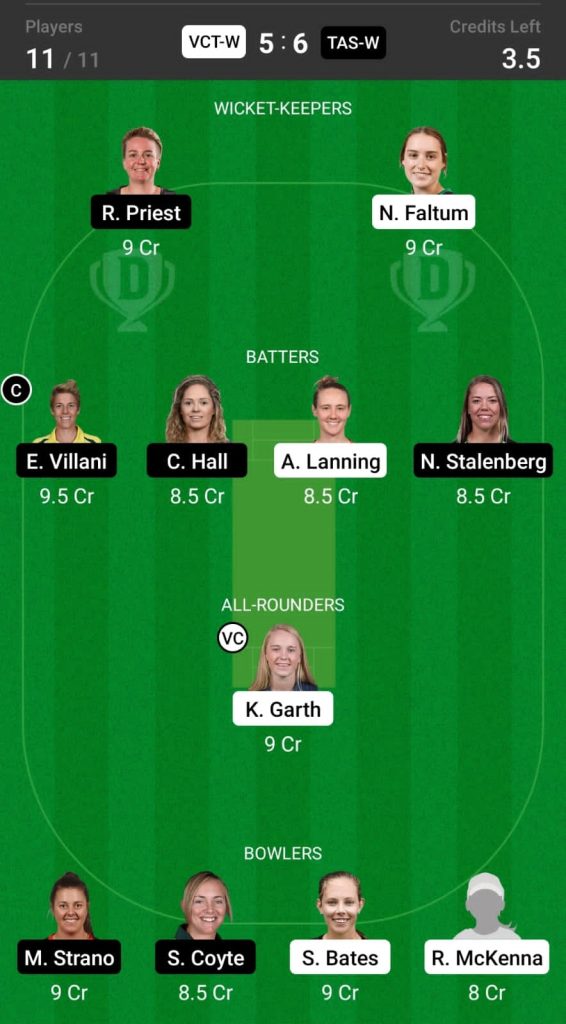 Grand League Dream11 Team Prediction VCT-W vs TAS-W