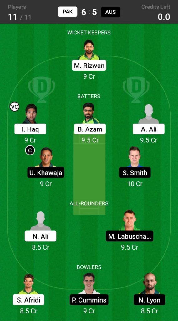 Grand League Dream11 Team Prediction PAK vs AUS