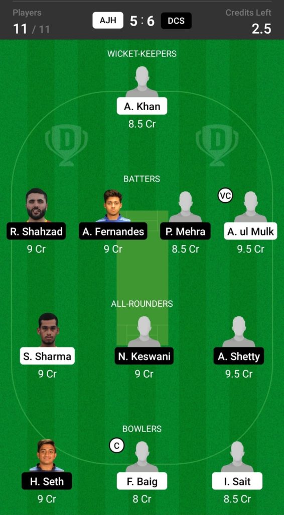 Grand League Dream11 Team Prediction AJH vs DCS