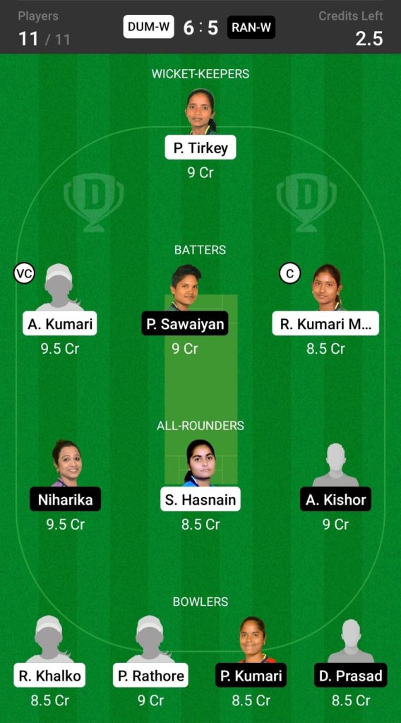 Head To Head Team For DUM-W vs RAN-W