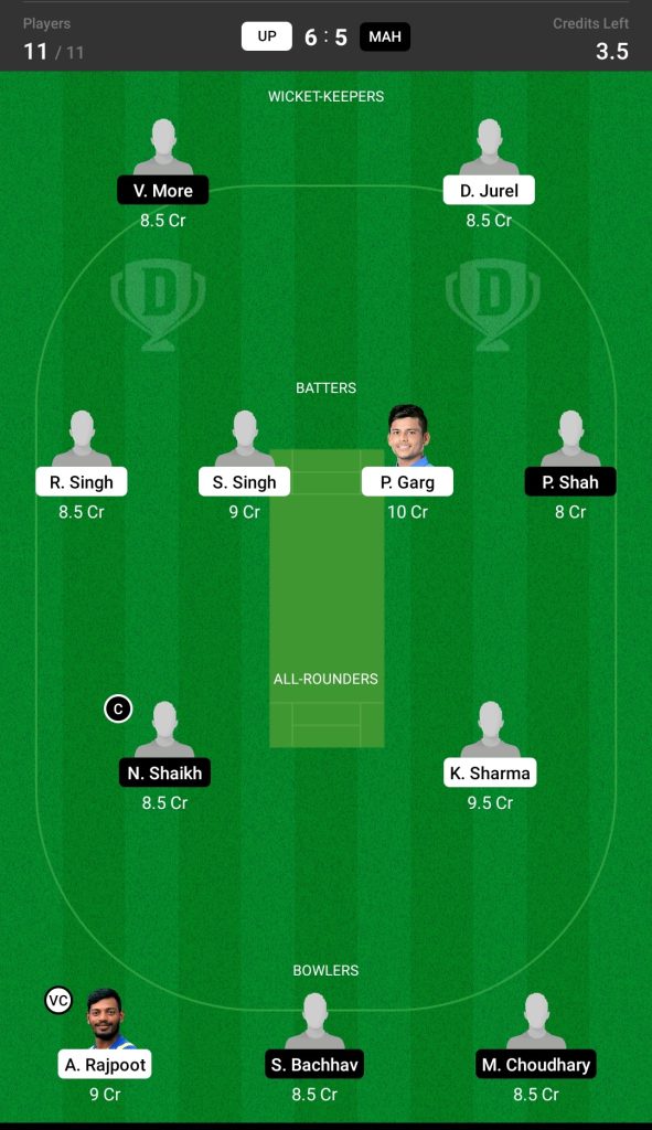 Head to Head Dream11 Team Prediction UP vs MAH