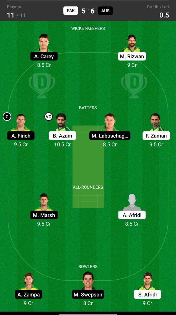 Grand League Dream11 Team Prediction PAK vs AUS