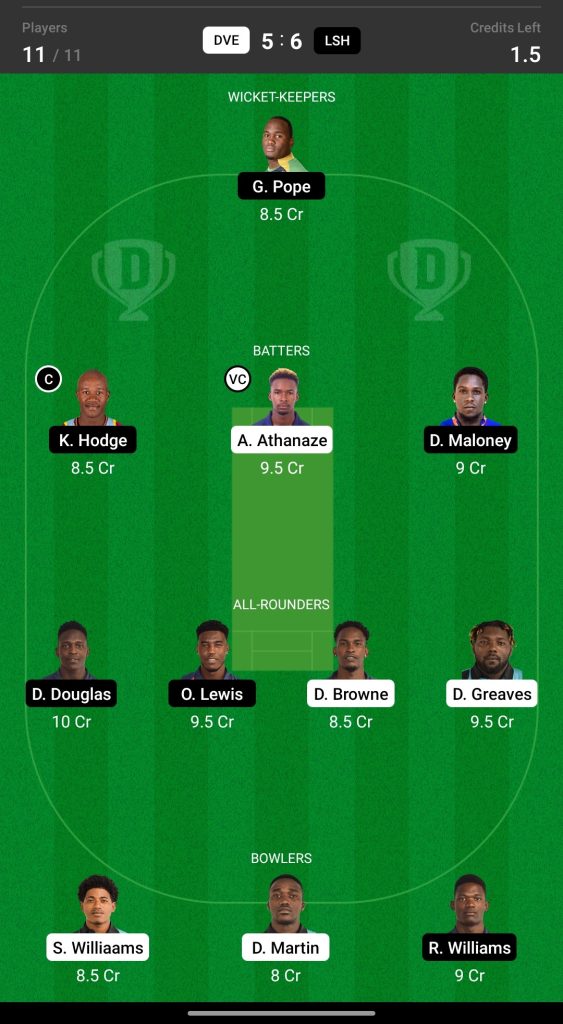 Grand League Dream11 Team Prediction DVE vs LSH