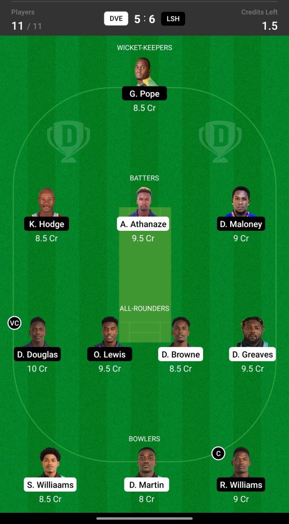 Head to Head Dream11 Team Prediction DVE vs LSH