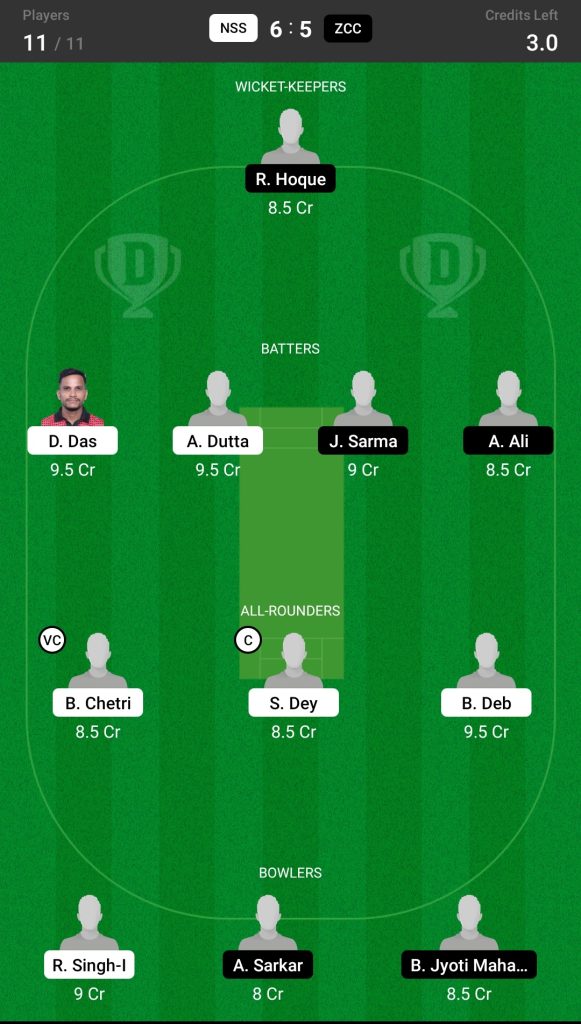 Grand League Dream11 Team Prediction NSS vs ZCC