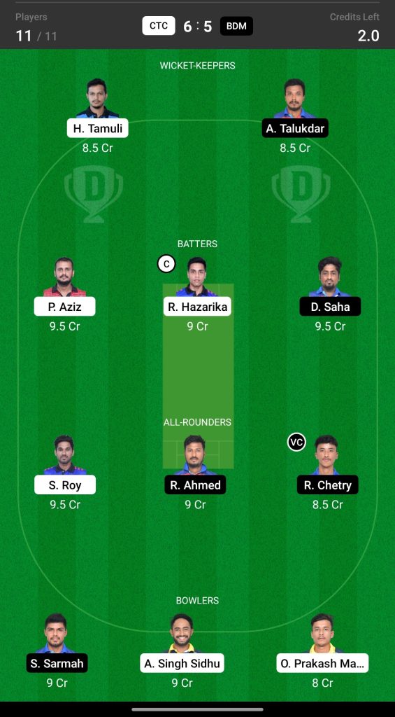 Grand League Dream11 Team Prediction CTC vs BDM