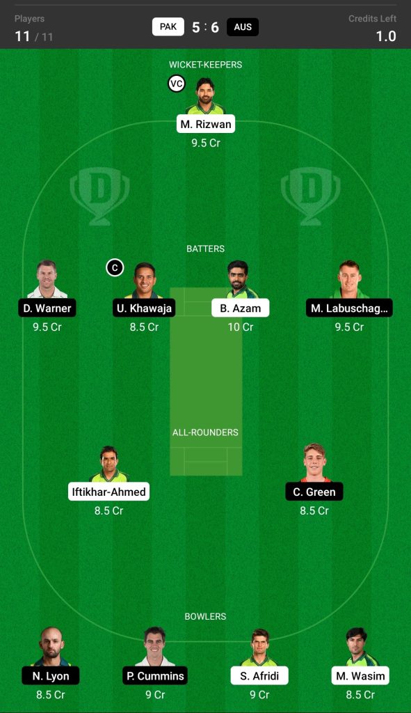 Head to Head Dream11 Team Prediction PAK vs AUS