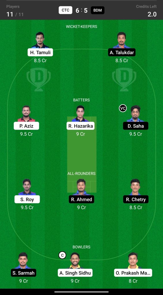 Head to Head Dream11 Team Prediction CTC vs BDM