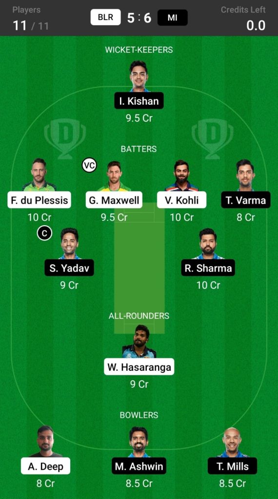 RCB vs MI Grand League Team