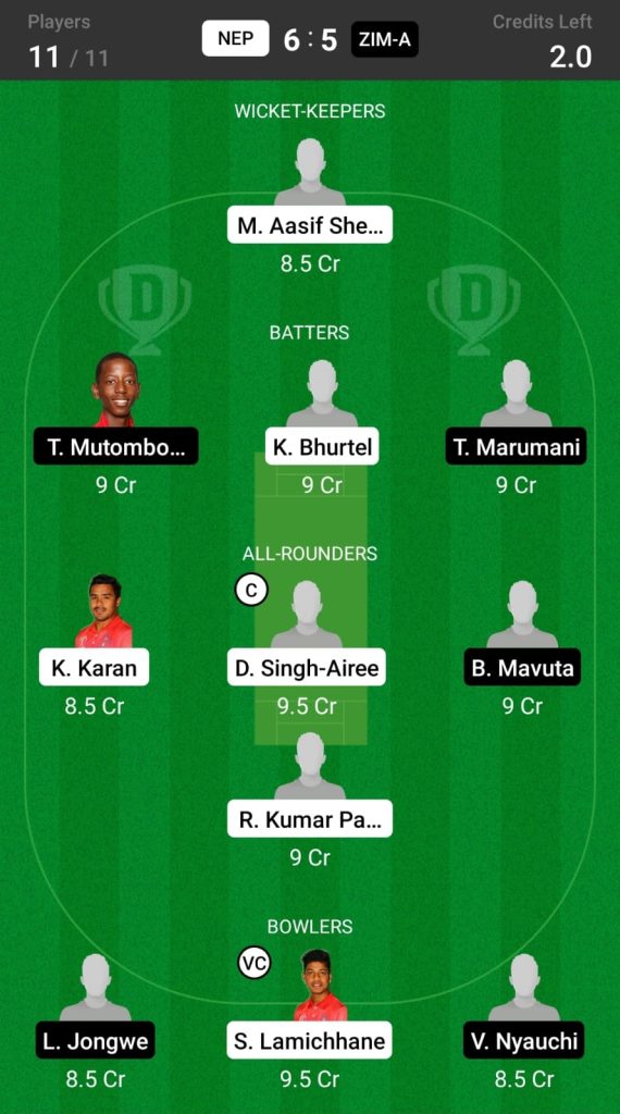 NEP vs ZIM-A Grand League Prediction