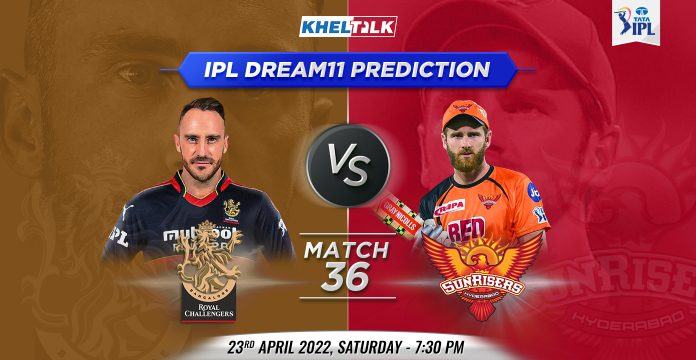 RCB vs SRH Dream11 Prediction