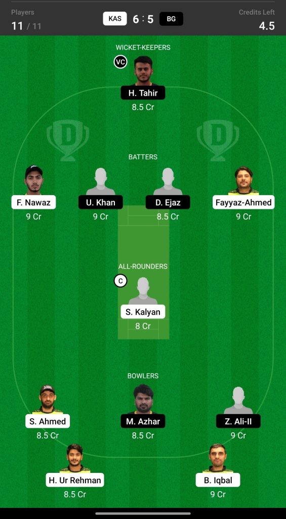 Grand League Dream11 Team Prediction KAS vs BG