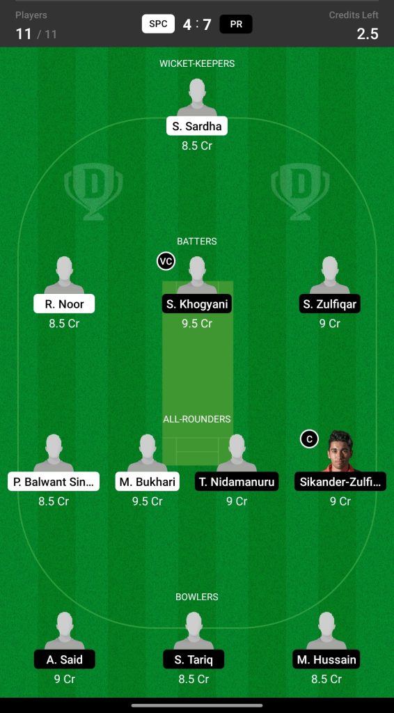 Grand League Dream11 Team Prediction SPC vs PR