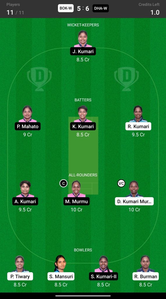 Head To Head Team For BOK-W vs DHA-W