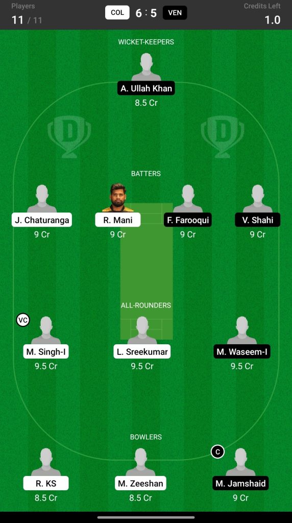 Head to Head Dream11 Team Prediction COL vs VEN