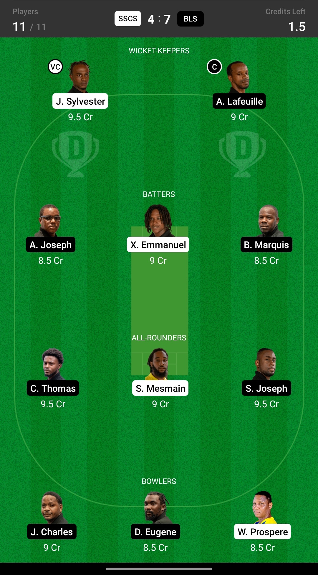 Head to Head Dream11 Team Prediction SSCS vs BLS