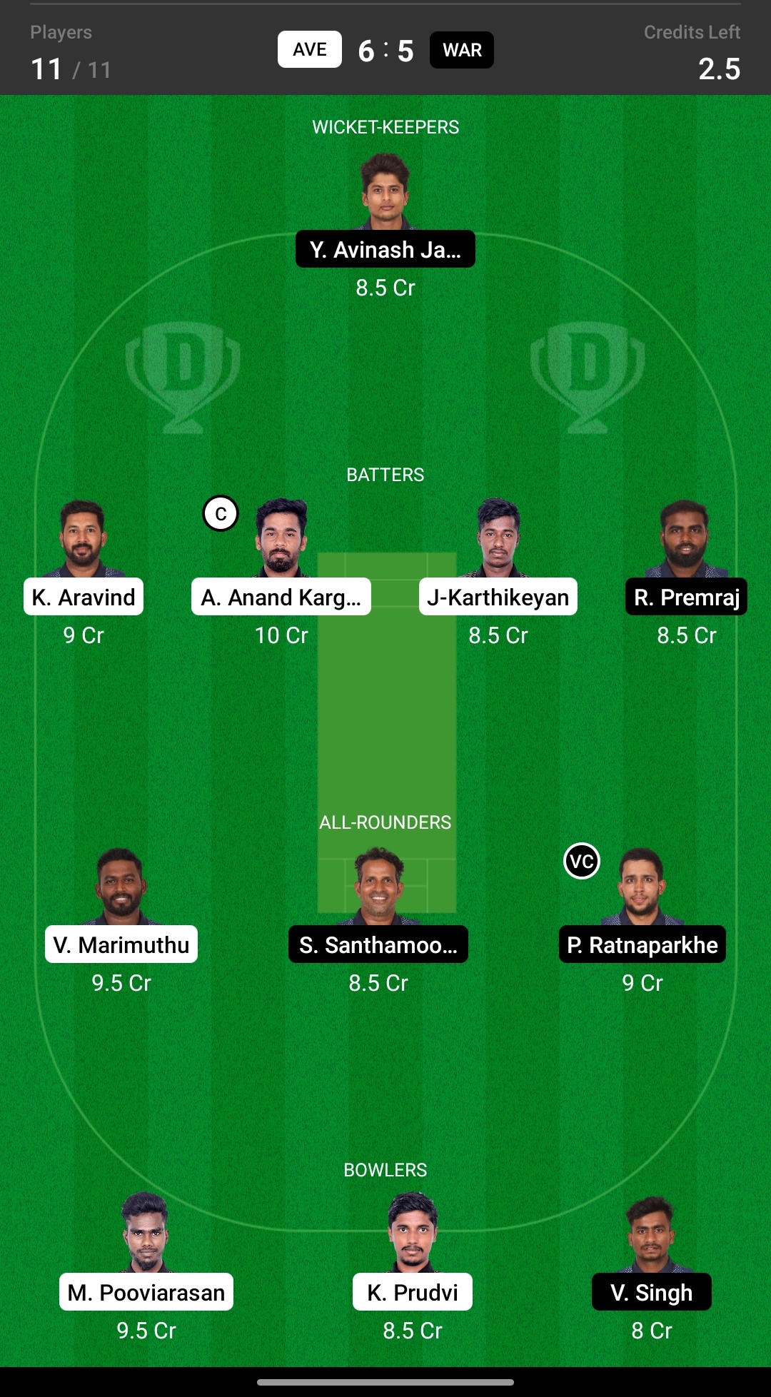 AVE vs WAR Head to head team