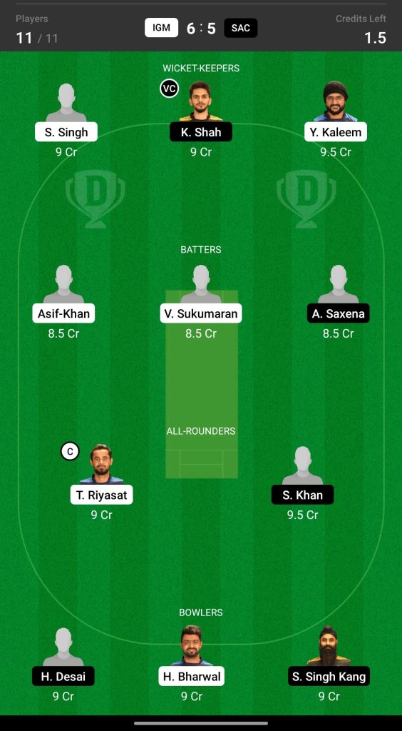 Grand League Dream11 Team Prediction IGM vs SAC