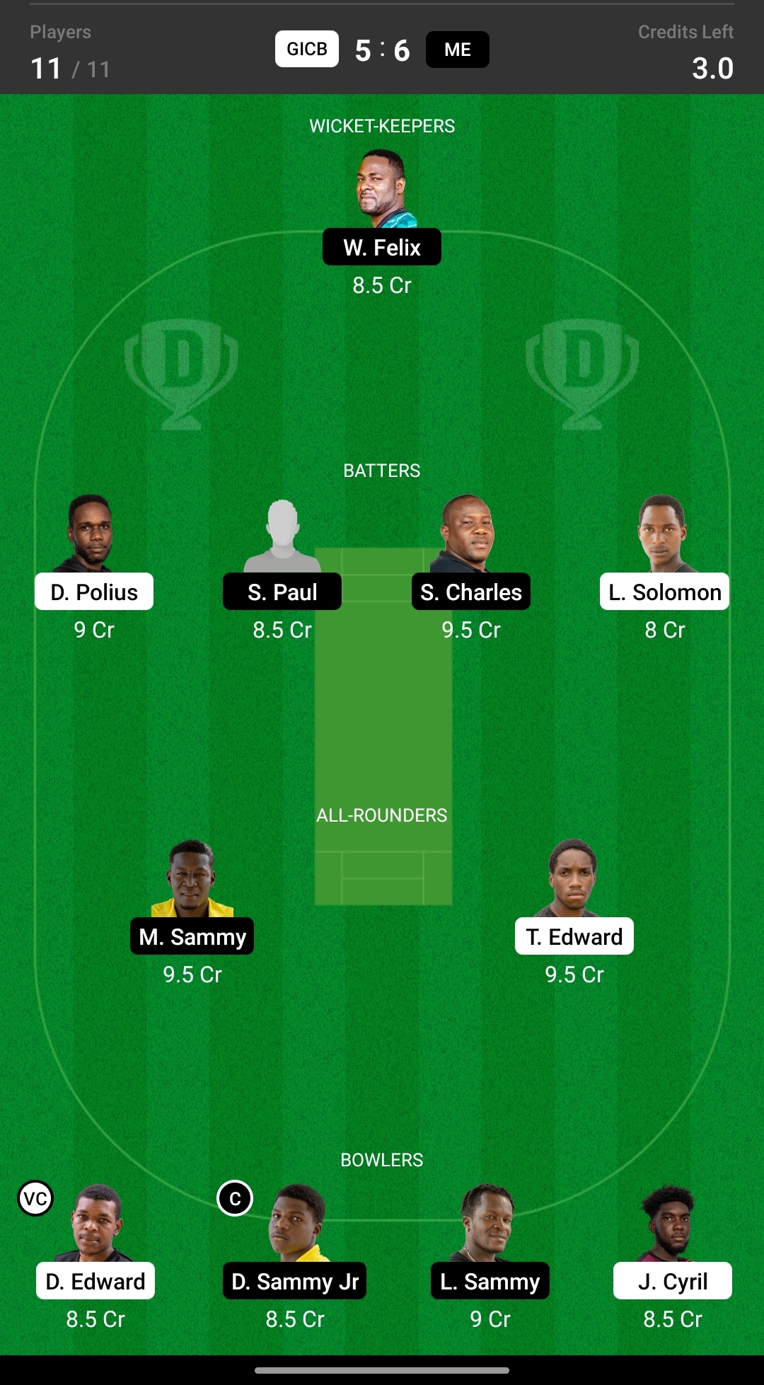 Grand League Dream11 Team Prediction GICB vs ME 