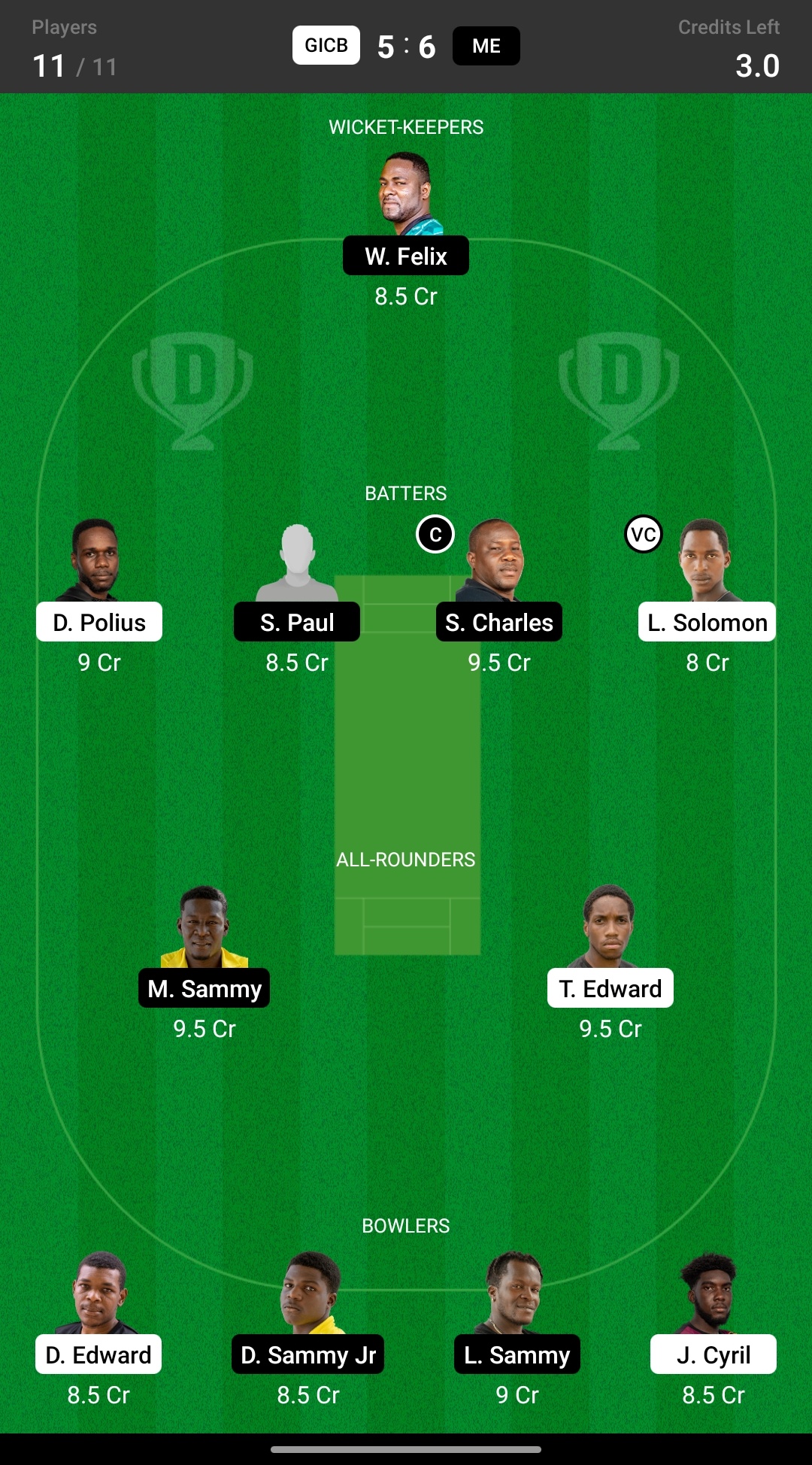 Head to Head Dream11 Team Prediction GICB vs ME