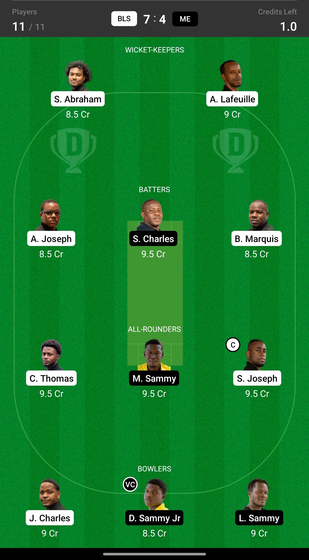 Head to Head Dream11 Team Prediction BLS vs DSRS