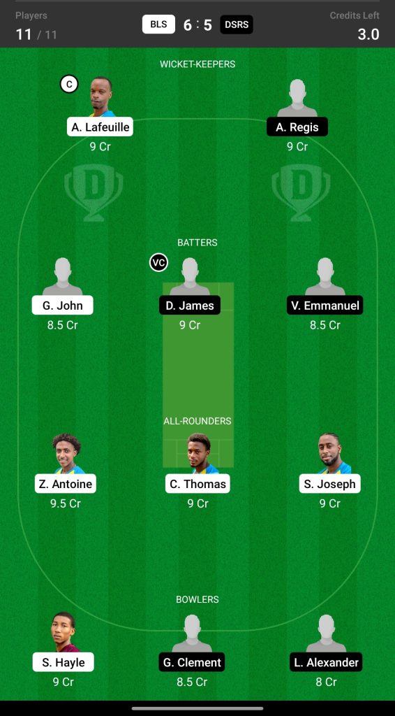 Grand League Dream11 Team Prediction BLS vs DSRS 