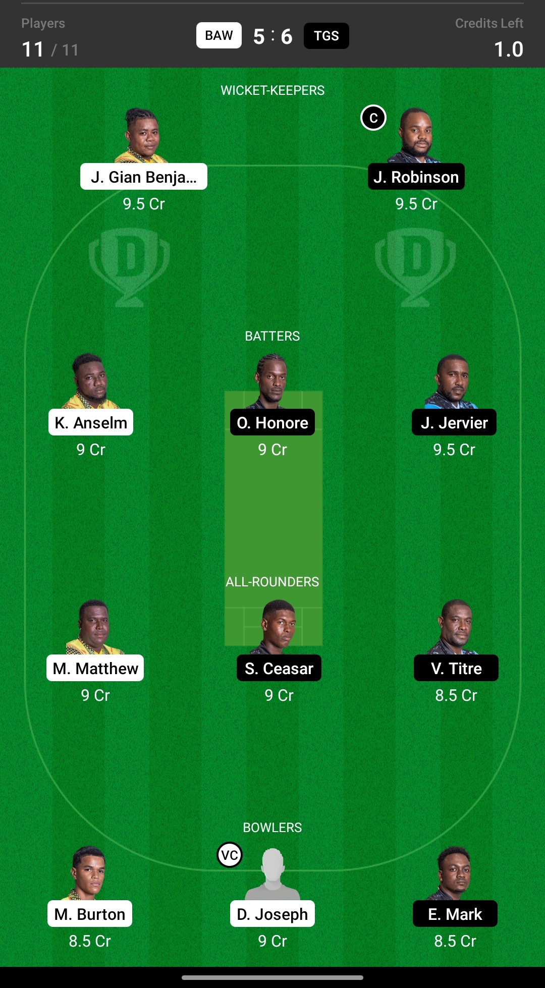 BAW vs TGS Head to Head team