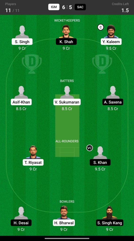 Head to Head Dream11 Team Prediction IGM vs SAC