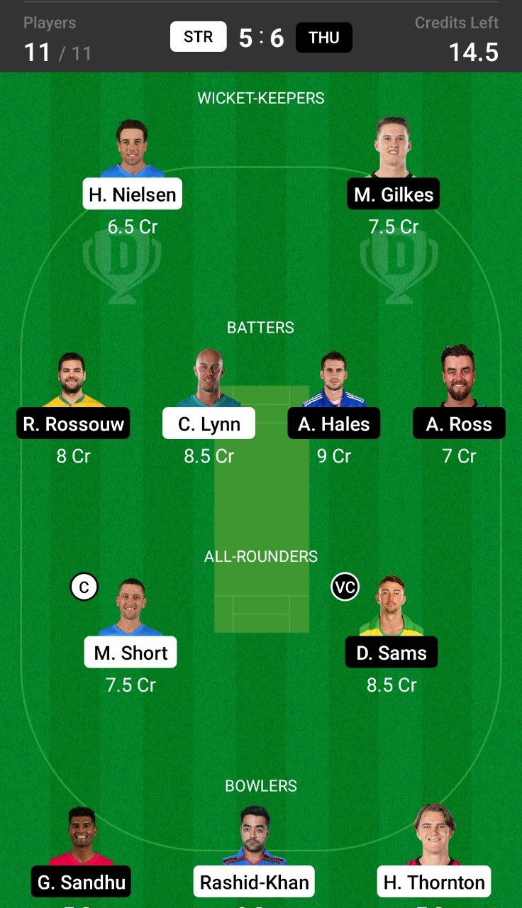 Grand League Dream11 Team Prediction STR vs THU