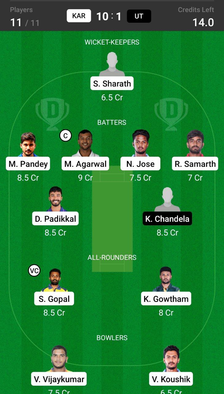 Grand League Dream11 Team Prediction KAR vs UT