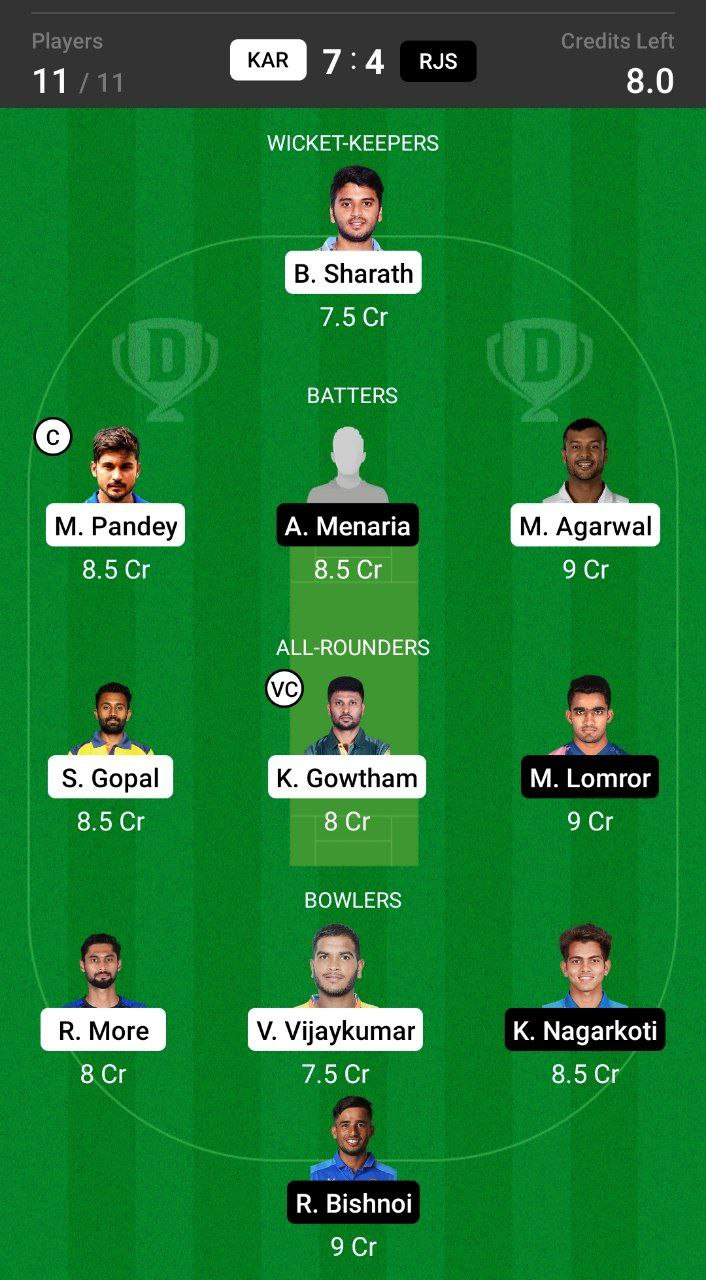 Head-to-Head Team For KAR vs RJS