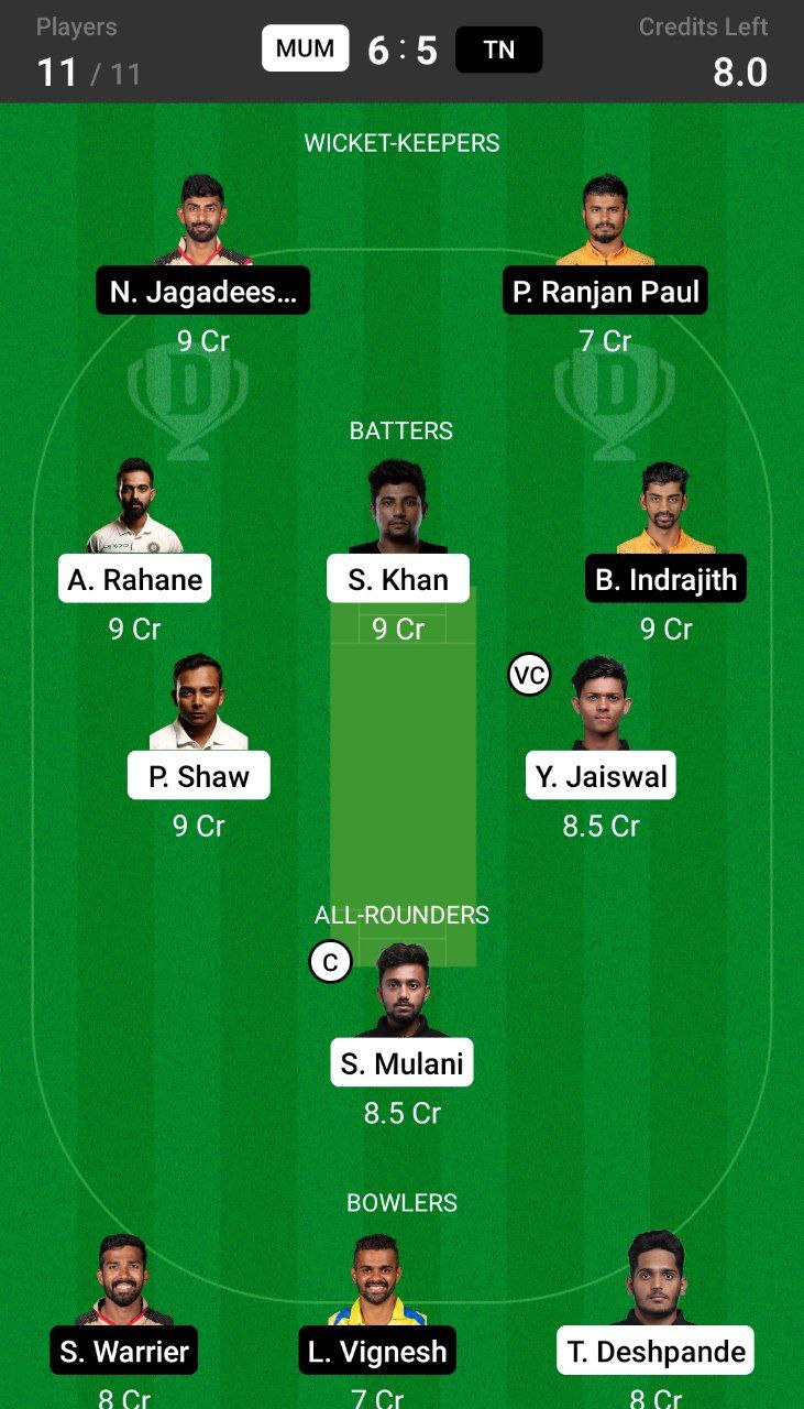 Grand League Team For MUM vs TN