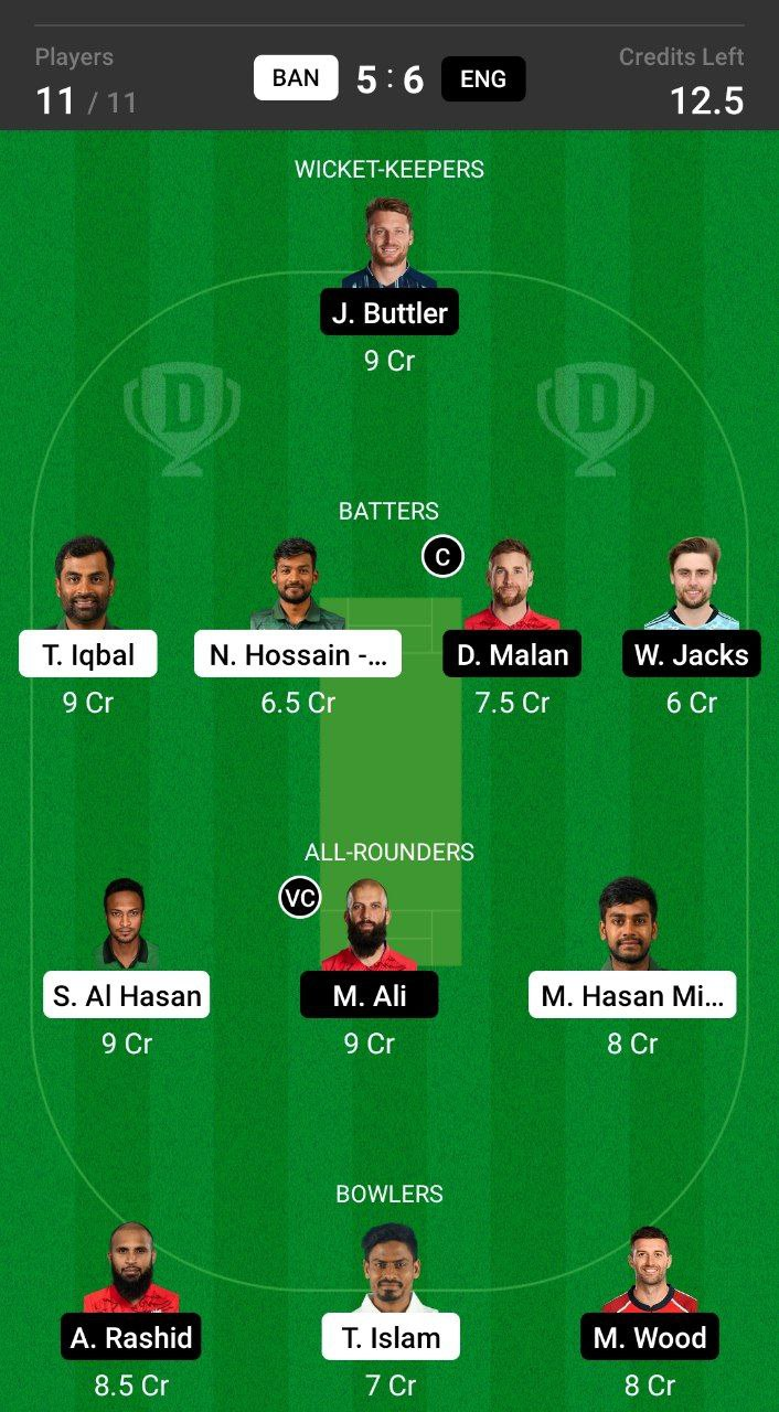 Grand League Dream11 Team Prediction BAN vs ENG