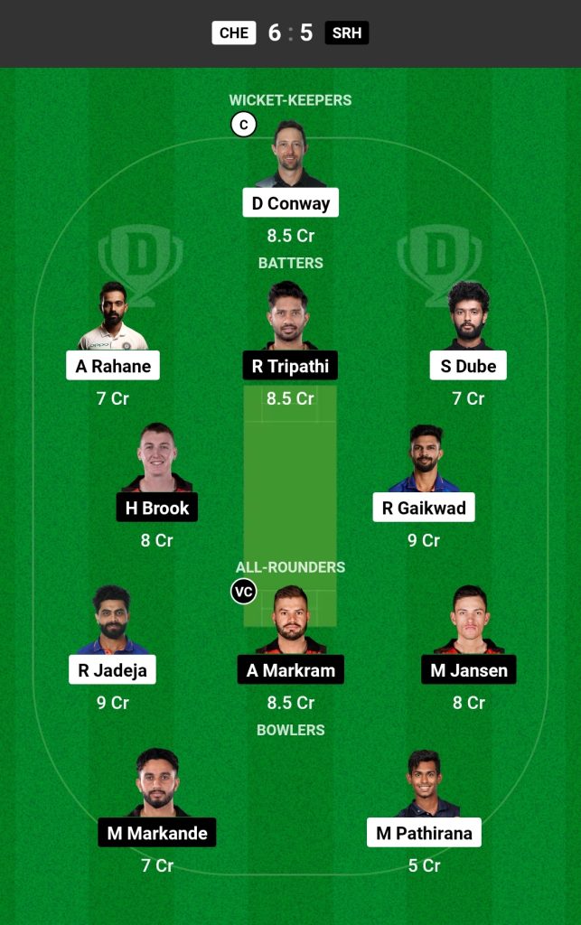 Grand League Dream11 Team Prediction CSK vs SRH