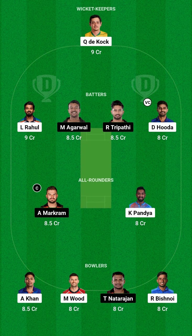 Grand League Dream11 Team Prediction LSG vs SRH