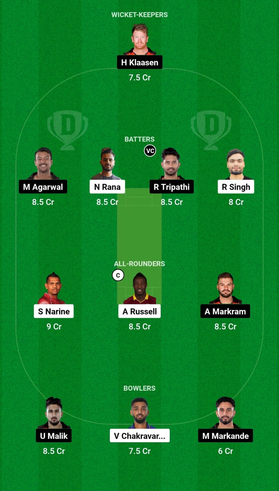 Head-to-Head Dream11 Team Prediction KKR vs SRH