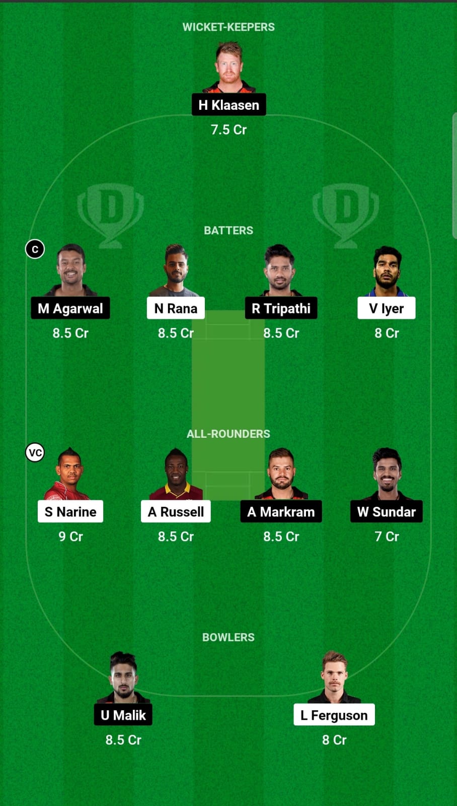 Grand League Dream11 Team Prediction KKR vs SRH