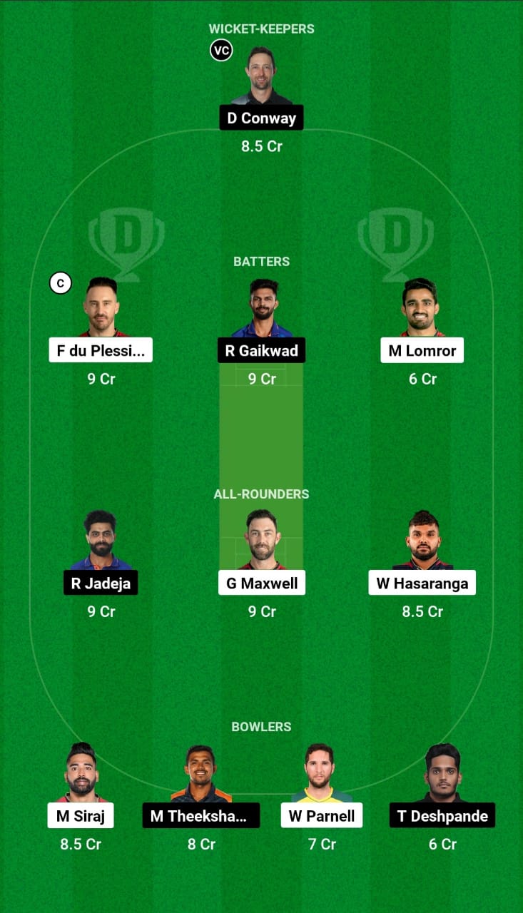 Grand League Dream11 Team Prediction RCB vs CSK